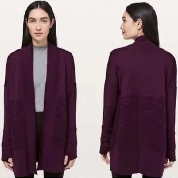 lululemon athletica Sweaters - Lululemon Sit In Lotus Sweater Cardigan Wrap II Heathered Plum size 6